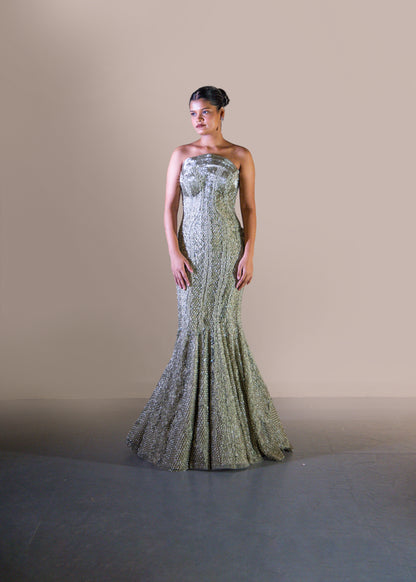 MINT GREEN FISH CUT GOWN