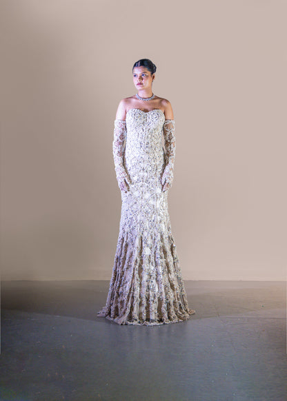 CHAMPAGNE GOLD - FISH CUT GOWN SET