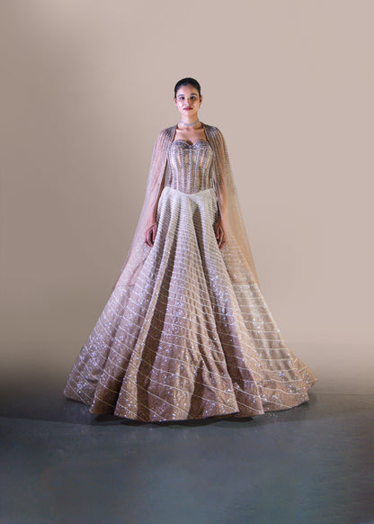 COFFEE SHADED BALL GOWN SET