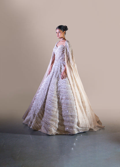 SILVER BALL GOWN SET