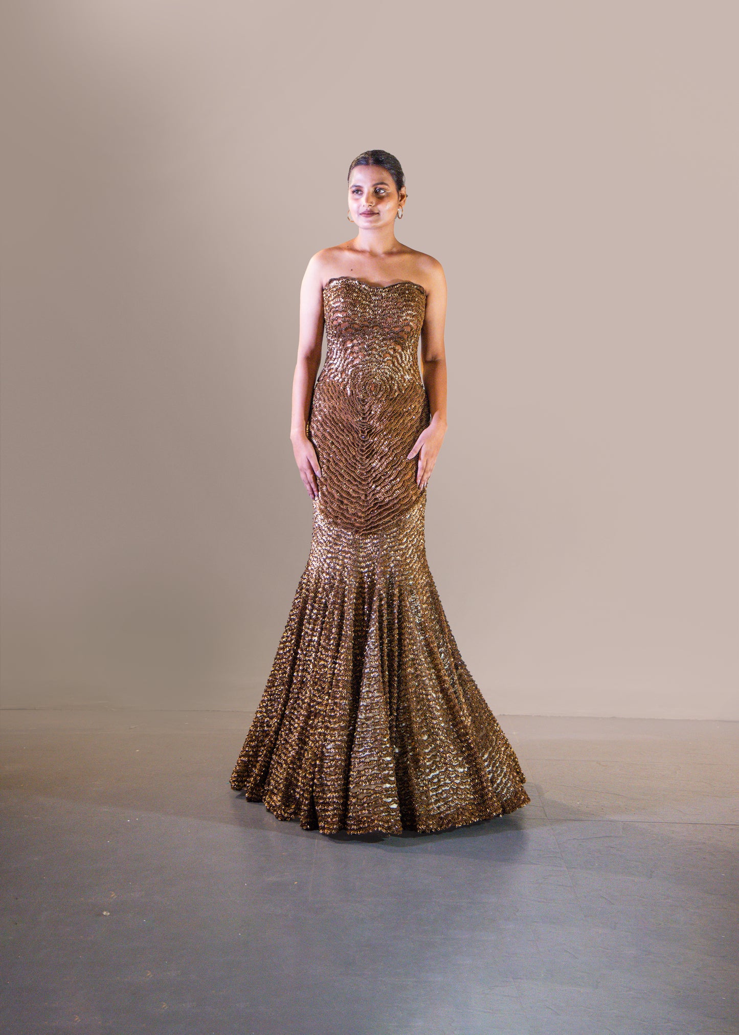COPPER FISH CUT SKIRT SET