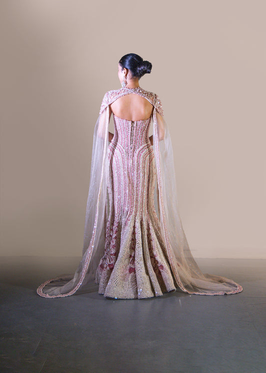 PINK OMBRE FISH CUT GOWN SET