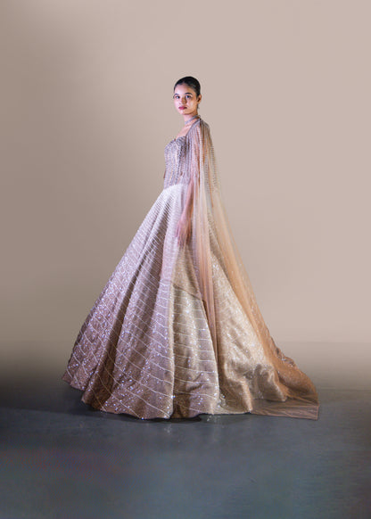 COFFEE SHADED BALL GOWN SET