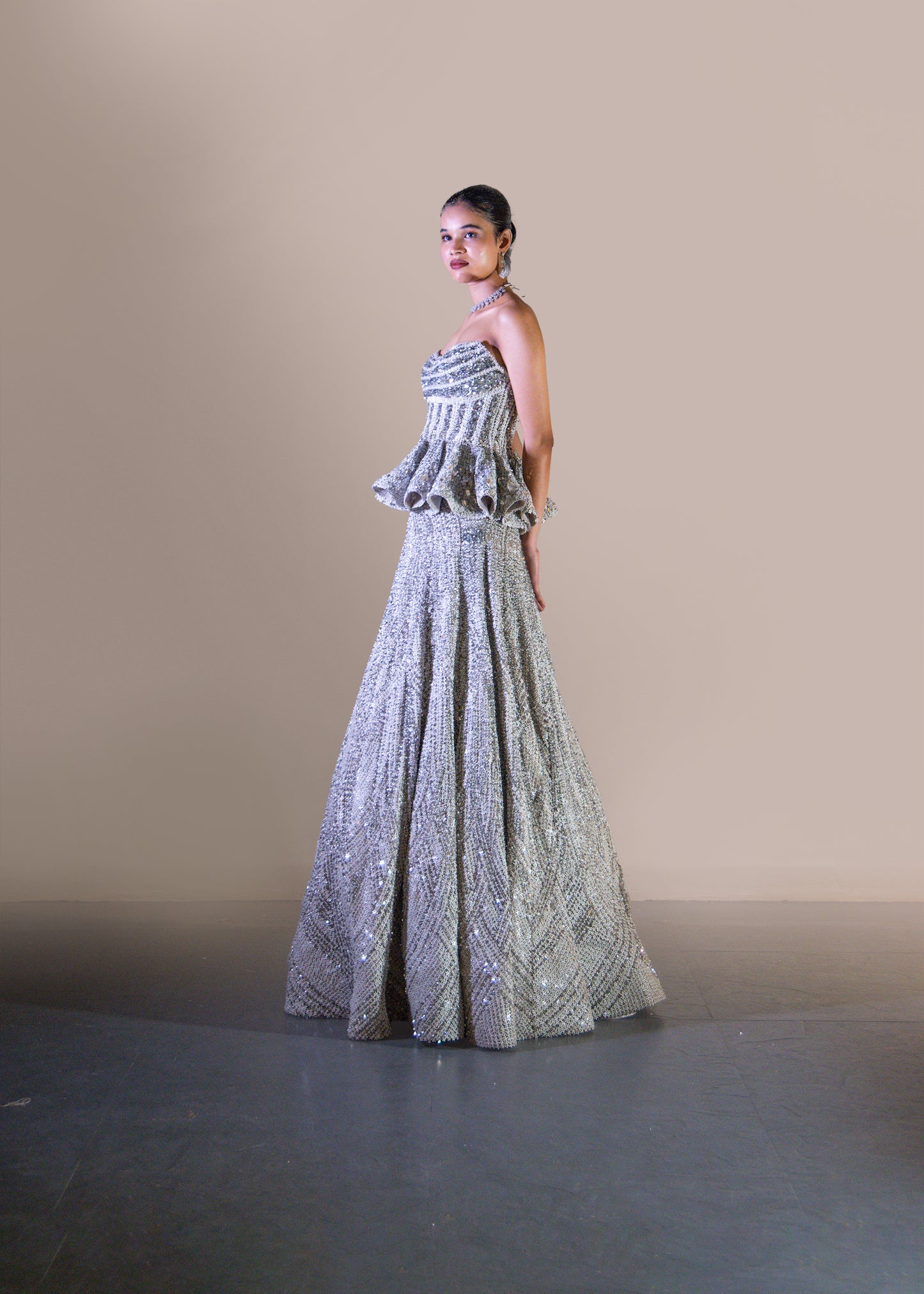 MIDNIGHT SILVER A LINE SKIRT SET