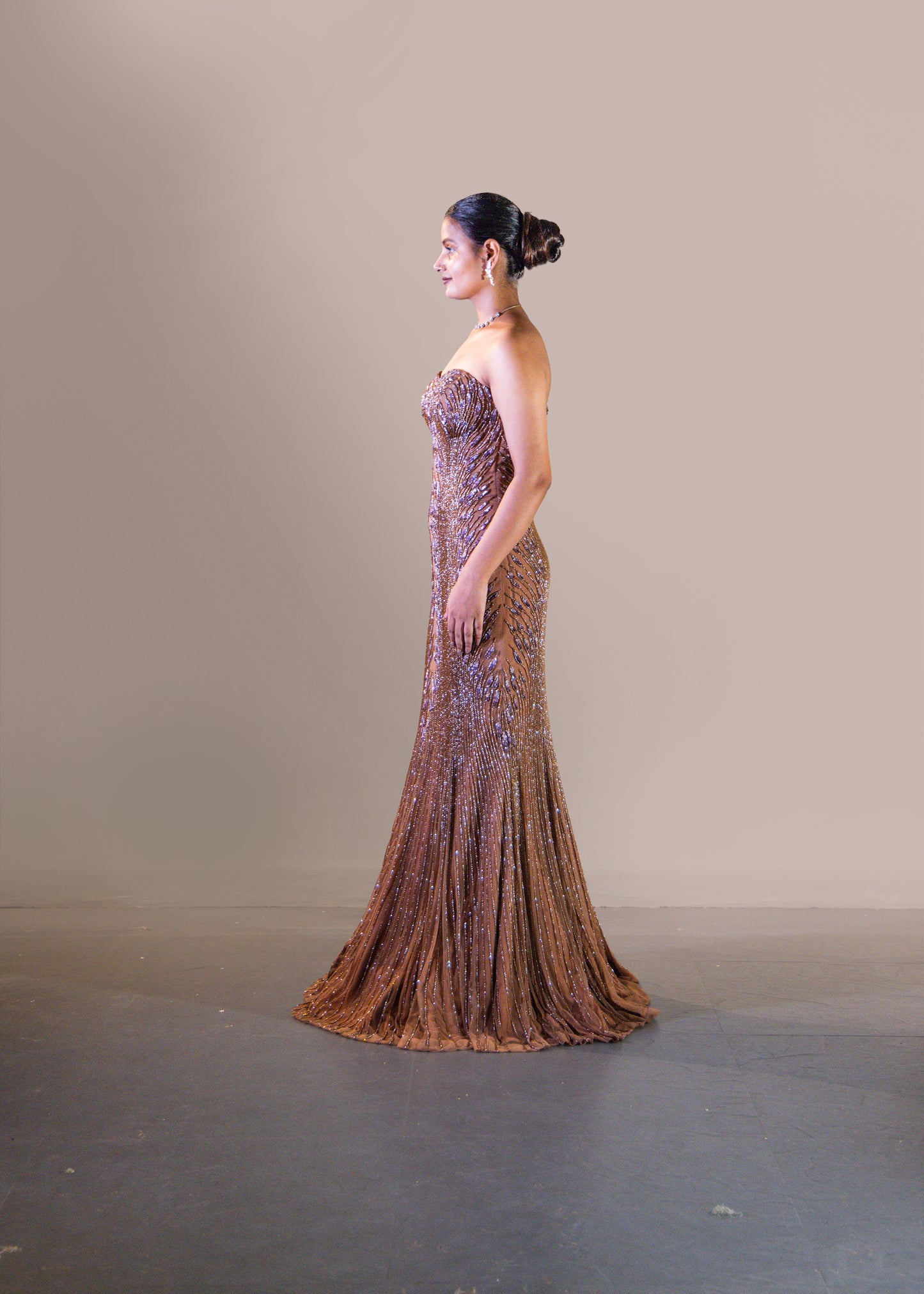 VINTAGE MOCHA FISH CUT DRESS