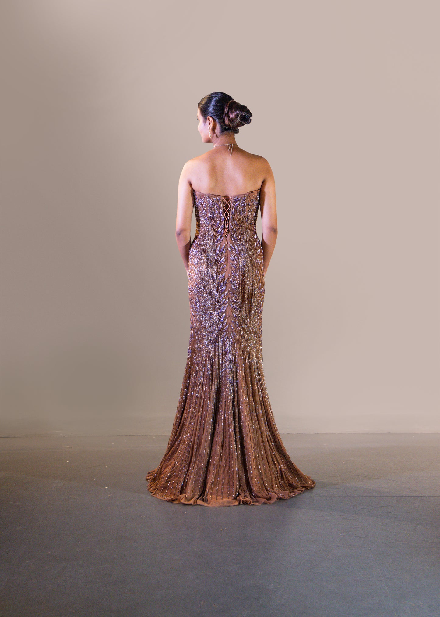VINTAGE MOCHA FISH CUT DRESS