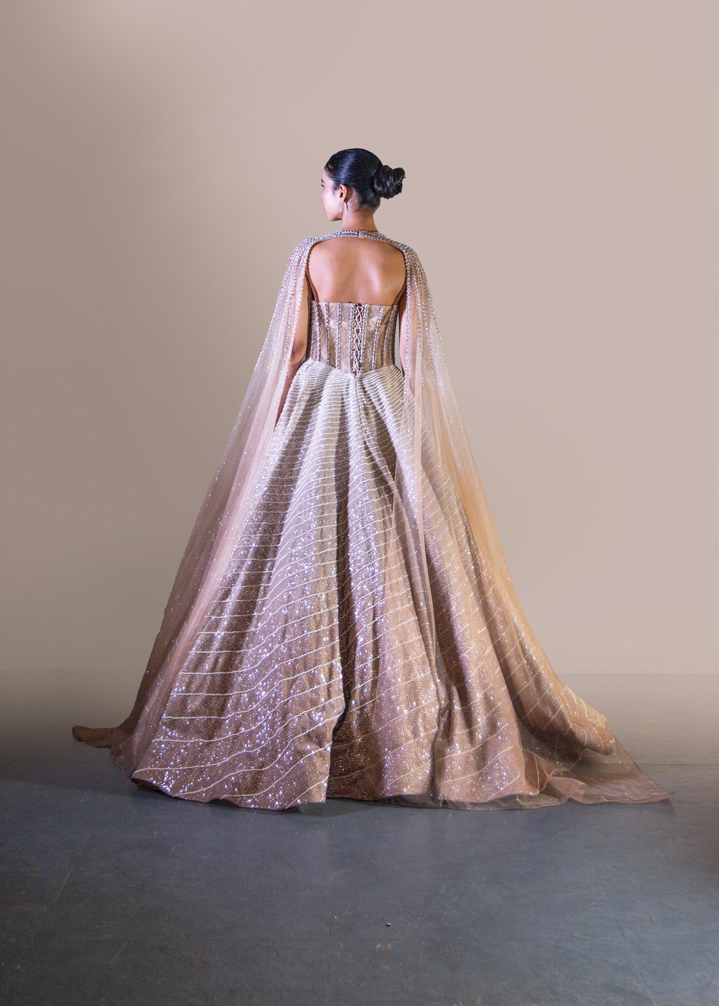 COFFEE SHADED BALL GOWN SET