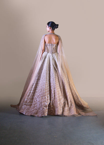 COFFEE SHADED BALL GOWN SET