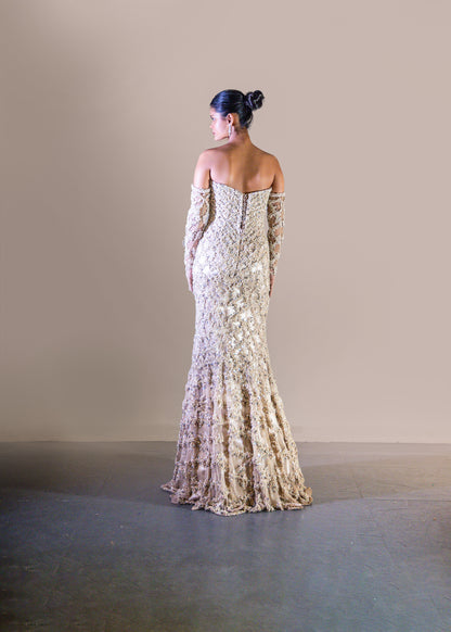 CHAMPAGNE GOLD - FISH CUT GOWN SET