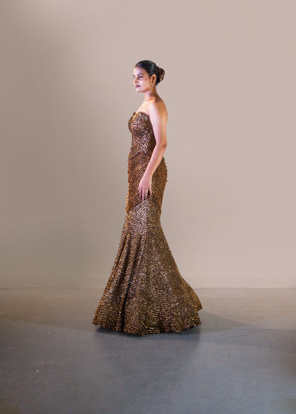 COPPER FISH CUT SKIRT SET
