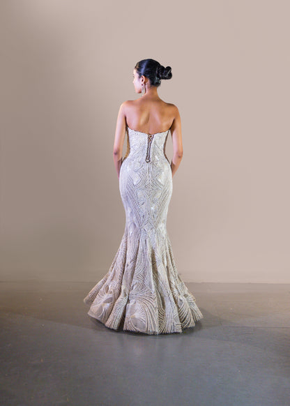 PEARL WHITE FISH CUT GOWN